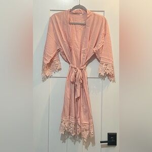 Pink Lace Trim Robe